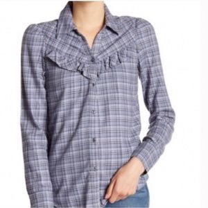 Paige Kamie flannel ruffle shirt size Large